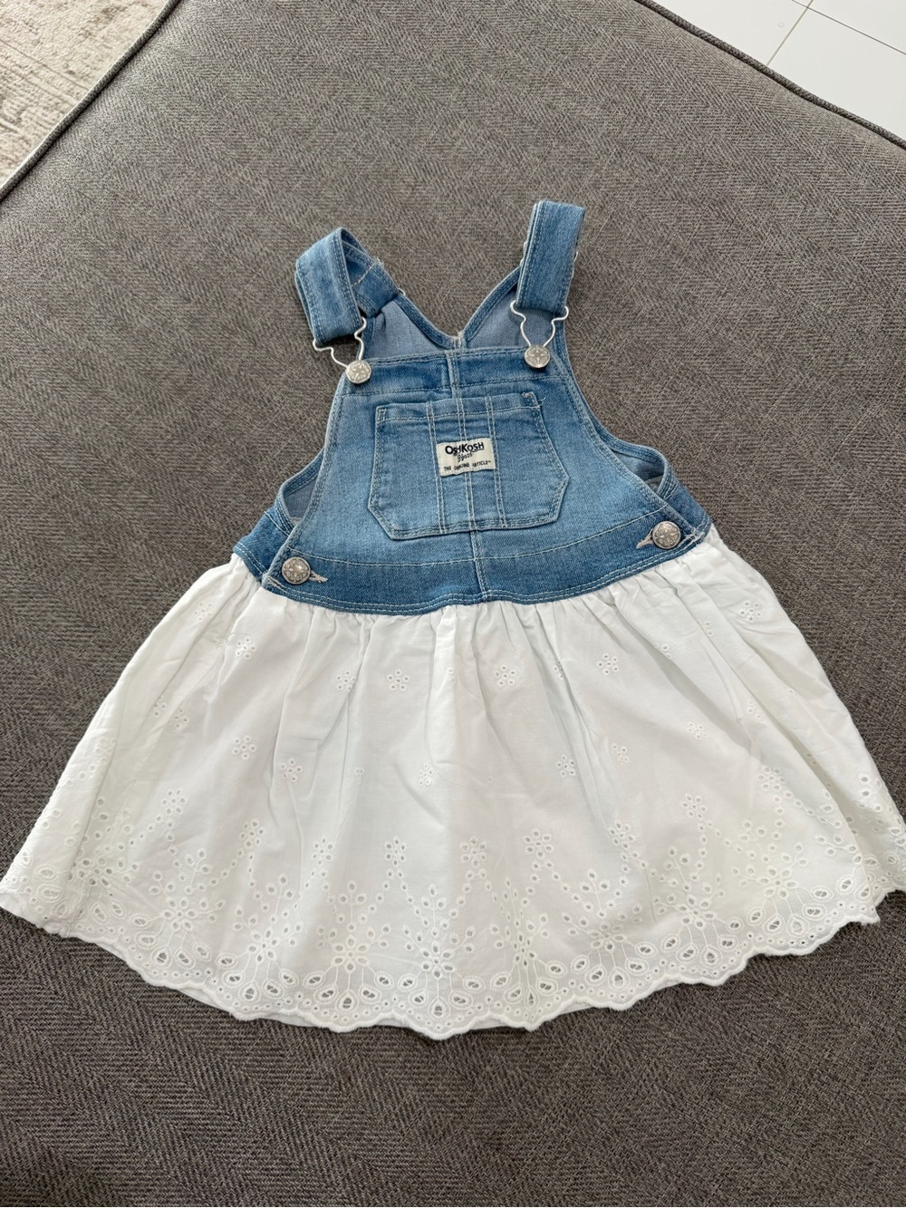 OshKosh B'gosh Blue Denim Top with White Eyelet Skirt Dress